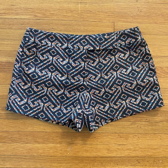 Trina Turk Shorts Womens 4 Multicolor Geometric Pattern Textured Hook Zipper USA - Picture 1 of 14